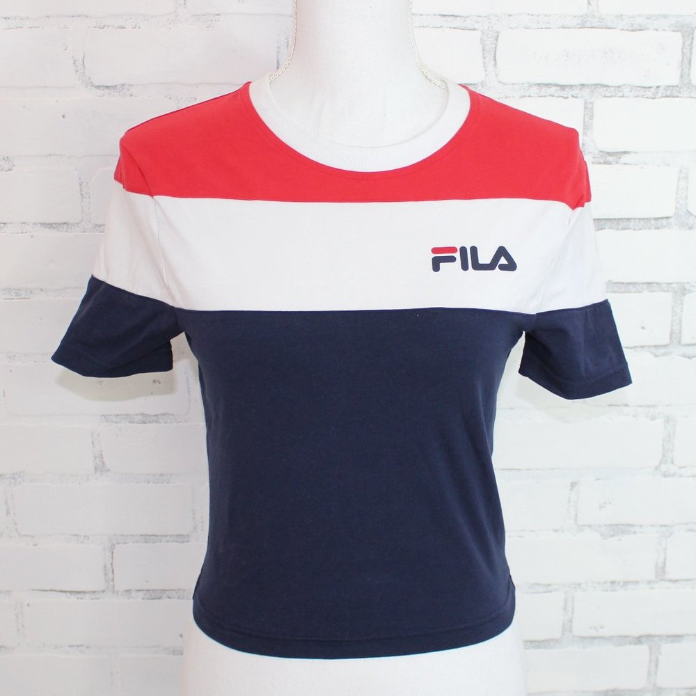 Fils Red White and Blue Cropped Tshirt
